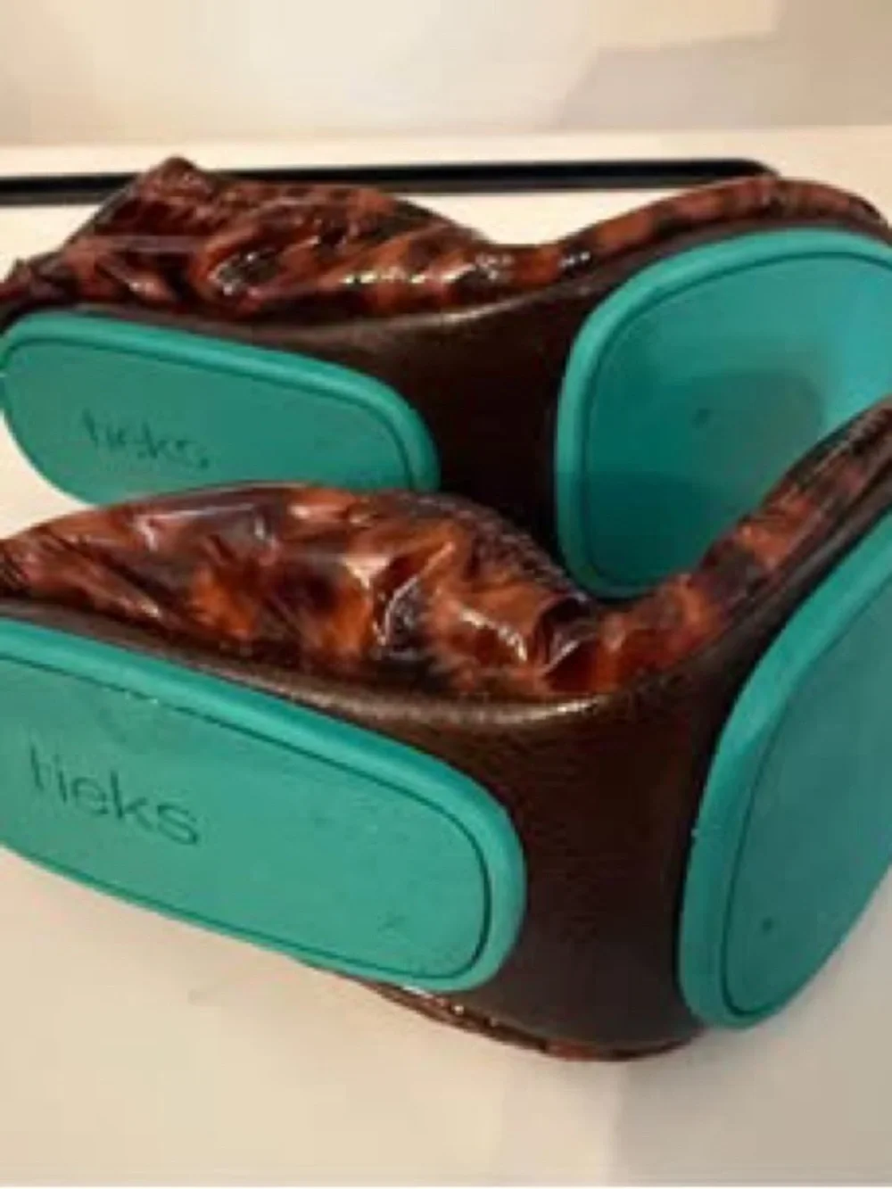Women's Tortoiseshell Ballet Flats (Tieks) with Teal Sole. Sz 5